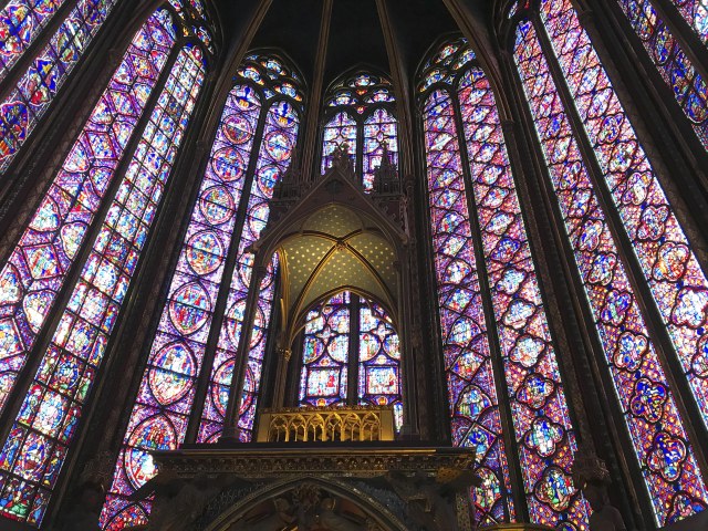 Stained glass windows of the chapel of sainte chapelle in paris